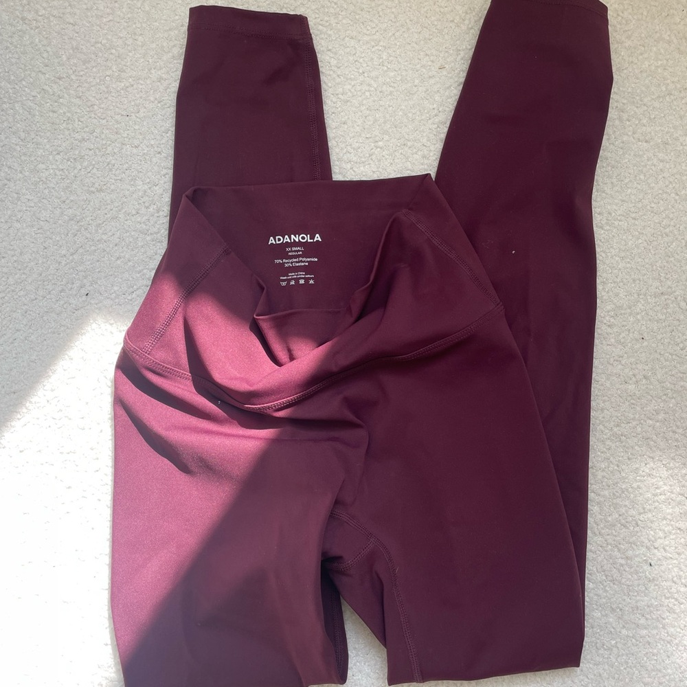 Adanola Maroon High-Waist Performance Leggings